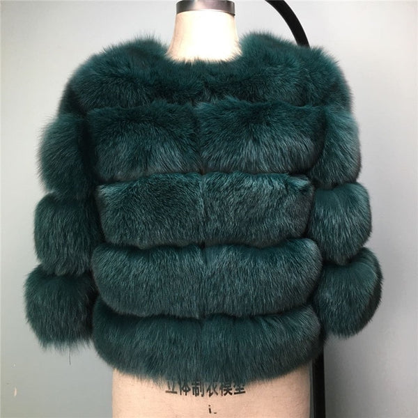 Women Warm Real Fox Fur Coat Short Slim Winter Genuine Fur Jacket Fashion Outwear Luxury Natural Fox Fur Coat For Girls FC-034