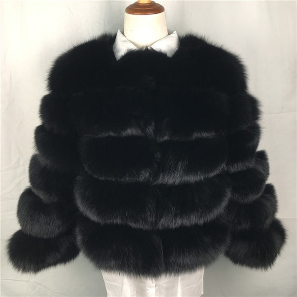 Women Warm Real Fox Fur Coat Short Slim Winter Genuine Fur Jacket Fashion Outwear Luxury Natural Fox Fur Coat For Girls FC-034