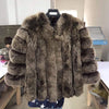 pink java QC8128 2017 new arrival FREE SHIPPING  women winter real fox fur coat  hot sale big fur long sleeve