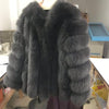 pink java QC8128 2017 new arrival FREE SHIPPING  women winter real fox fur coat  hot sale big fur long sleeve