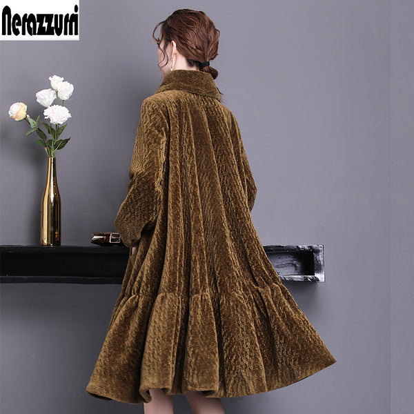 Nerazzurri Real fur coat women winter 2019 long large size oversize sheep fur jacket 5xl 6xl 7xl warm sheared lamb fur overcoat
