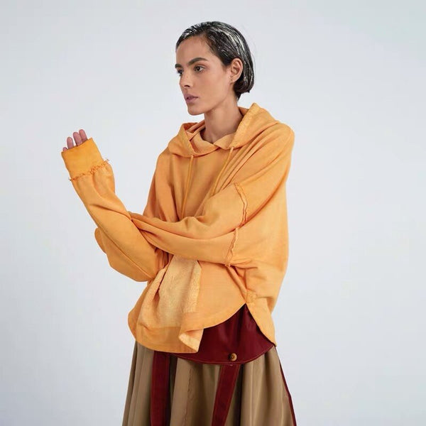 IRINAY088 2019 SS New Collection original design orange oversized long sleeve hoodies women
