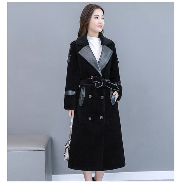 High Quality Explosions Leisure patchwork  full wool matching  Dresses Women Winter Casual  Dress