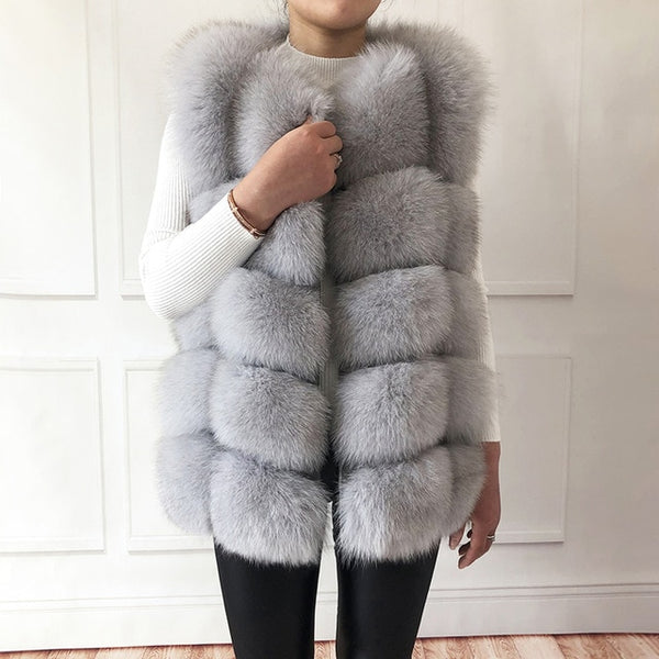 Women's high quality real fox fur vest 100% natural real fur 2019 fashion fur coat jacket vest Genuine Leather coat