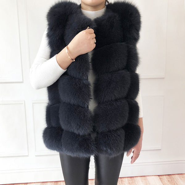 Women's high quality real fox fur vest 100% natural real fur 2019 fashion fur coat jacket vest Genuine Leather coat