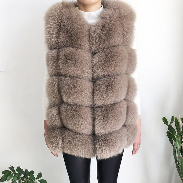 Women's high quality real fox fur vest 100% natural real fur 2019 fashion fur coat jacket vest Genuine Leather coat