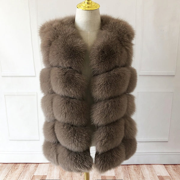 Women's high quality real fox fur vest 100% natural real fur 2019 fashion fur coat jacket vest Genuine Leather coat