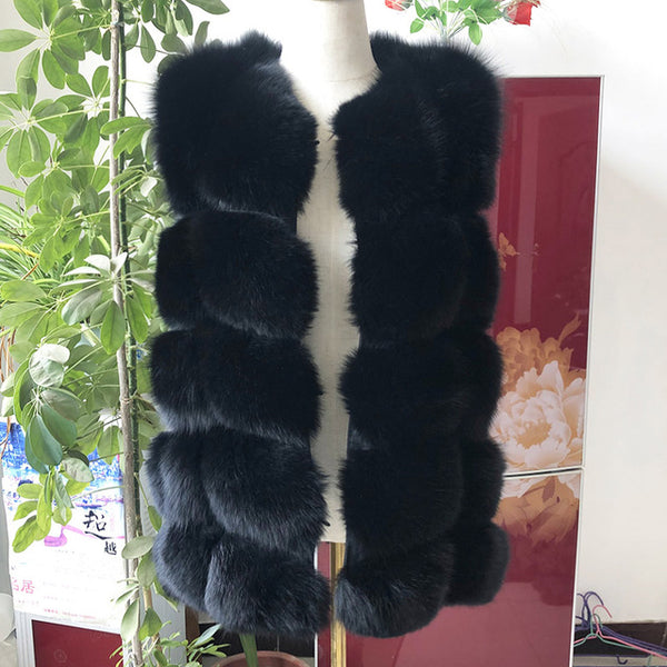 Women's high quality real fox fur vest 100% natural real fur 2019 fashion fur coat jacket vest Genuine Leather coat