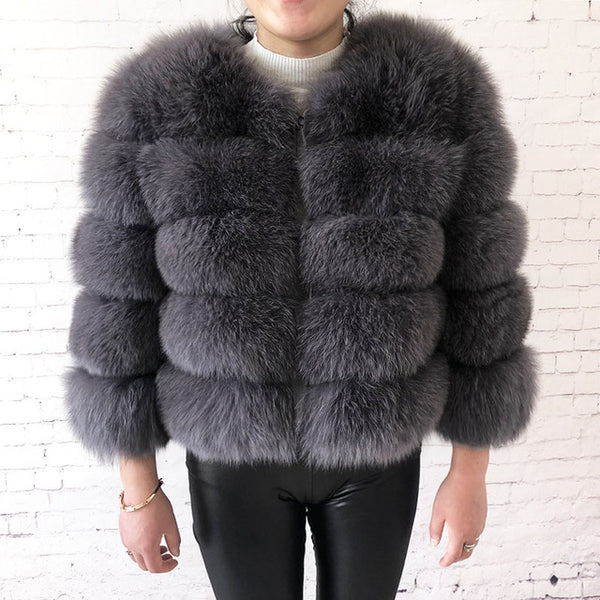 2019 new style real fur coat 100% natural fur jacket female winter warm leather fox fur coat high quality fur vest Free shipping