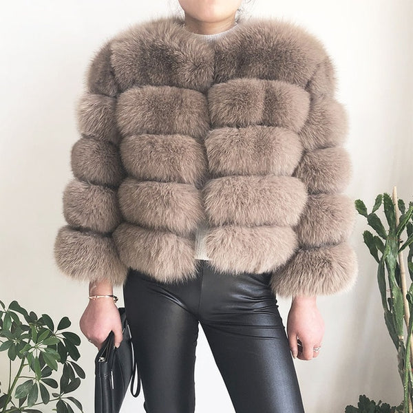 2019 new style real fur coat 100% natural fur jacket female winter warm leather fox fur coat high quality fur vest Free shipping